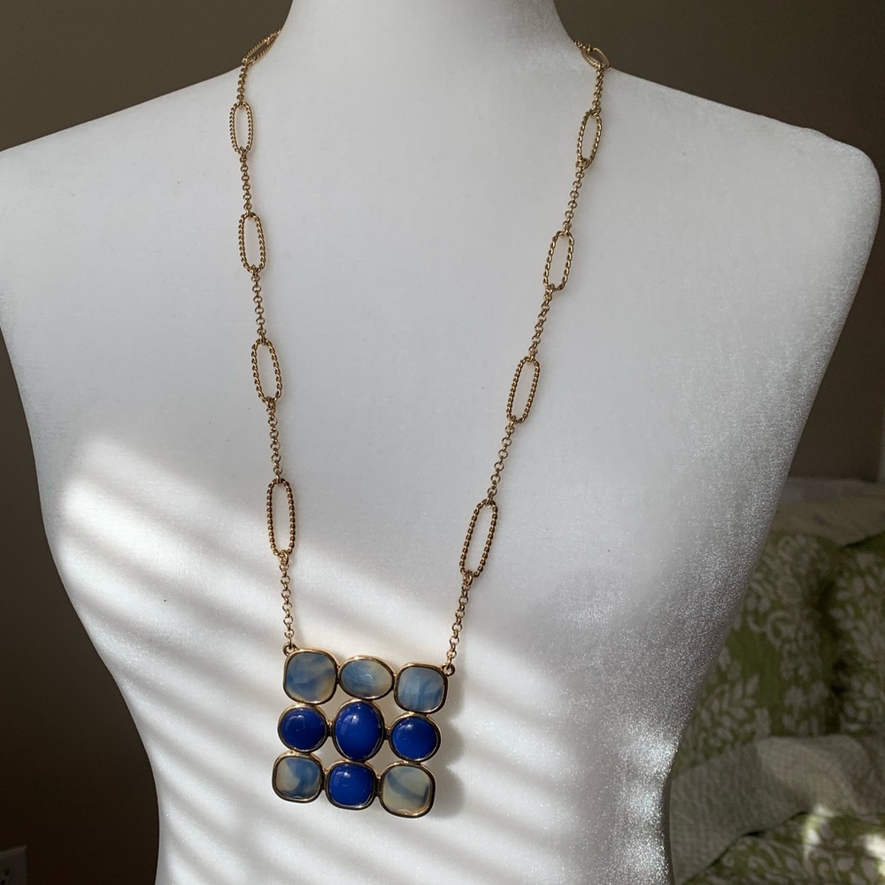 banana republic gold and blue necklace